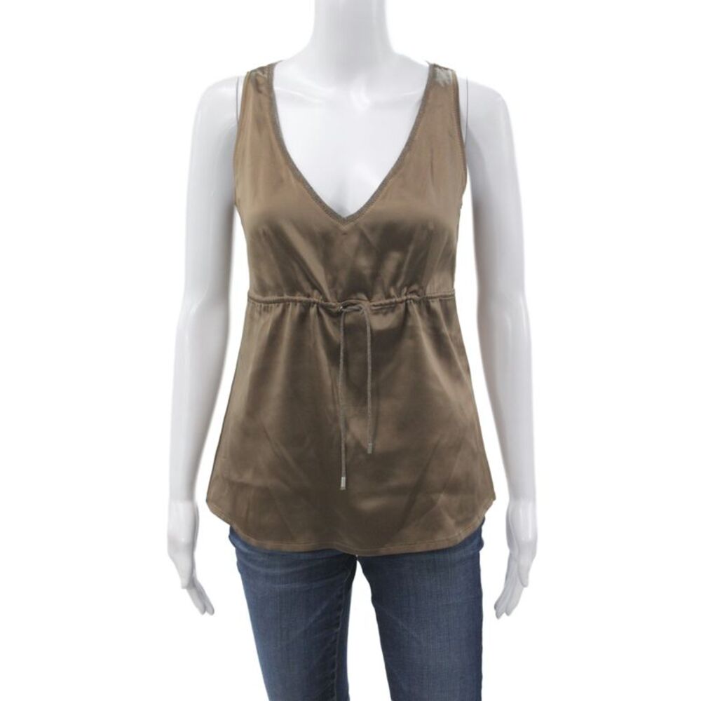 Brunello Cucinelli Womens Silk V-Neck Sleeveless Camisole Brown Size S